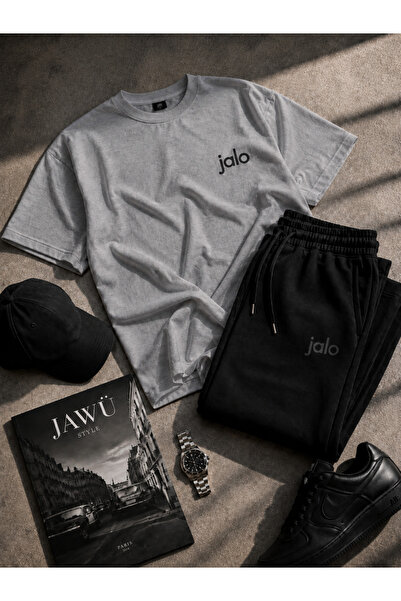 JAWÜ FASHION طقم تي شيرت رياضي من القطن الفاخر مطبوع من جالو - مقاس كبير