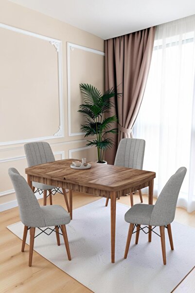 Kaktüs Avm 80x170CM Mutfak Masası Takımı | 4 Kişilik Açılır Masa Sandalye Takımı -Yemek Odası-MDF