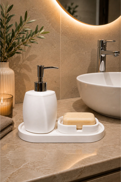 3 Parça Dekoratif Lüks Banyo Seti