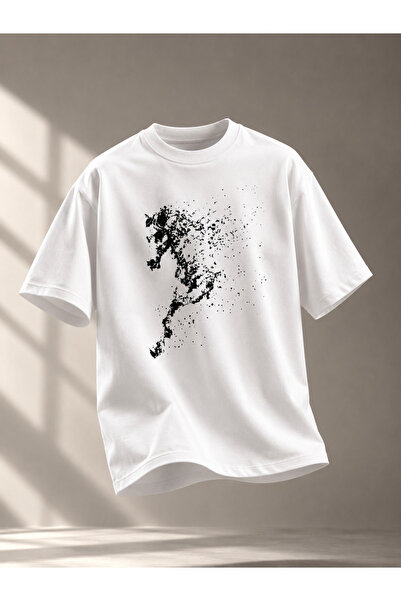 VELORS %100 Pamuk Kalın Dokulu Regular Unisex Fit Bisiklet Yakalı Baskılı T-s...