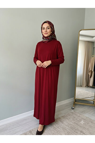 GAFURE Penye Uzun Kol Tesettür Elbise | Standart Beden | 9 Renk Seçenekli | 140 cm