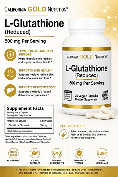 California Gold Nutrition L-Glutathione (Reduced) Produced in a 3rd Party Aud...