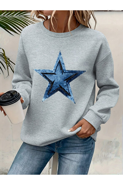 Deocept Women's Printed Crew Neck Comfortable Fit Sweatshirt