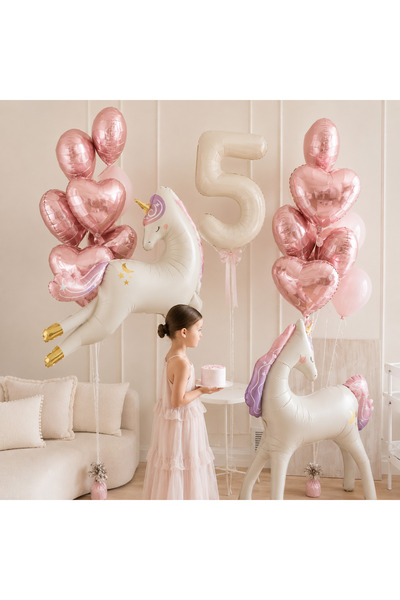 5 yaş balon seti krom balon set unicorn görselin tamamı