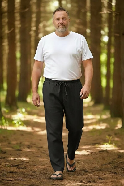 Kidiba Men's 100% Cotton Plus Size Relaxed Fit Anti-Sweat Black Color Pants w...
