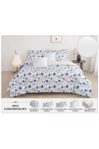BIET ALMAFROSHAT Duvet Cover Set with 8 Pieces of New Quilted Double-Sided Mi...