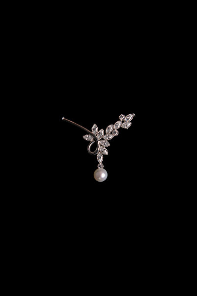 L&S JEWELLERY ÇİÇEKLİ MODEL İNCİ KOLYE UCU 925 AYAR GÜMÜŞ RODYUM (BEYAZ ALTIN...
