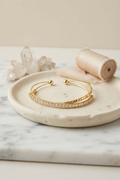 Inure Jewelry Gold Color Zircon Stone Dorical Model Women's Bracelet