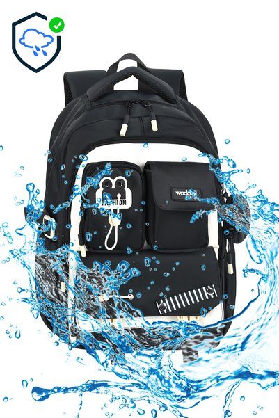 Waddell Multi-Compartment Ergonomic Primary and Secondary School Backpack with Orthopedic Back Support and Accessories (Large Volume, Premium Quality, Wallet Gift)