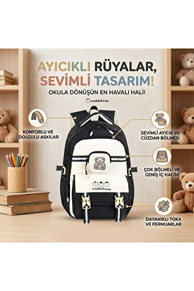 Waddell Kids Ergonamik Lüks Su Geçirmez Kumaş İlkokul Ve Ortaokul Çantası - A...