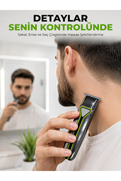 Clevora Profesyonel Erkek Tıraş Makinesi 3 Taraklı T Tipi Bıçaklı USB Şarjlı Saç Sakal Kesme Makinesi