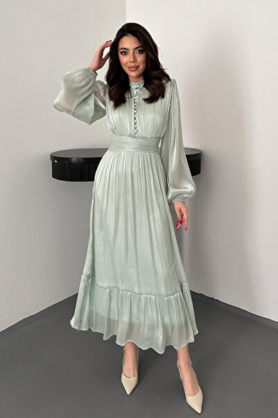 End Black Store Mint Drawstring Waist Dress