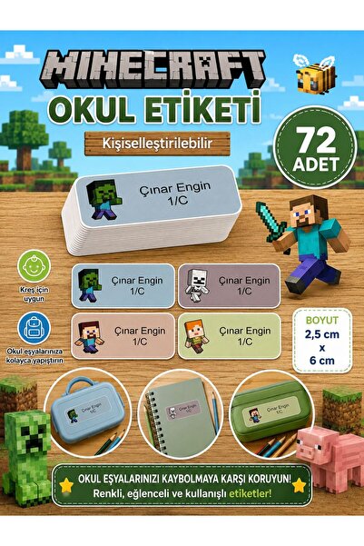 CRN Minecraft Okul Etiketi, Minecraft Defter Kitap Etiketi