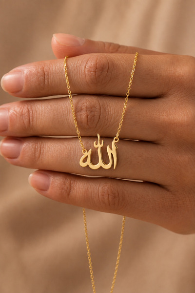 Lyvara 925 ayar Orijinal Gümüş Kişiye Özel Dini Allah yazılı Arapça İsimli Gü...