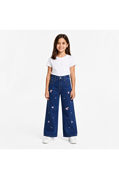 rony pony kids Κοριτσίστικο τζιν παντελόνι Palazzo με κέντημα φιόγκου – Ψηλόμ...