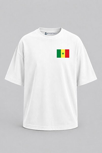 Bahriyeli Collection Υπερμεγέθη μπλουζάκι Unisex με στάμπα σημαίας Σενεγάλης ...