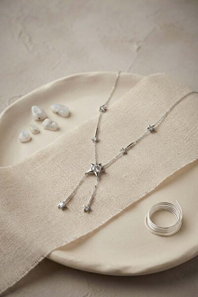 Inure Jewelry Brass Silver Color Zircon Stone Star Model Women's Necklace
