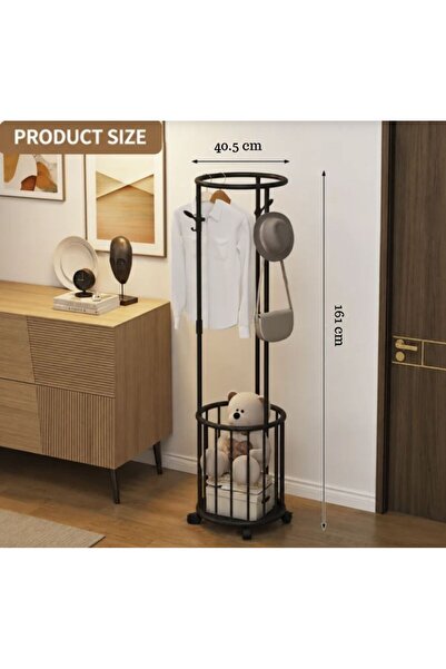 Generic Brand Suport multifunctional pentru haine cu cos de depozitare, stativ vertical pe roti, pentru dormitor, hol si dressing, 161 cm