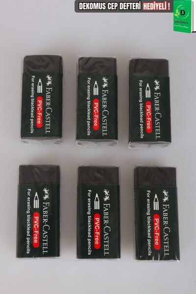 Faber Castell Оригинален Faber-Castell, 6 броя черни гумички без PVC