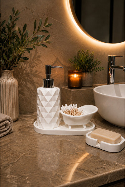 gülmora 4 Parça Dekoratif Lüks Banyo Seti
