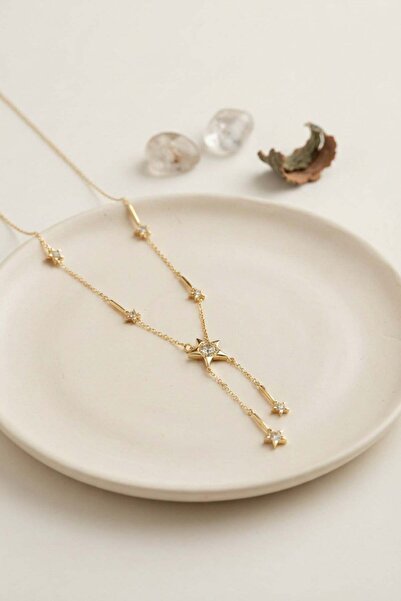 Inure Jewelry Brass Gold Color Zircon Stone Star Model Women's Necklace