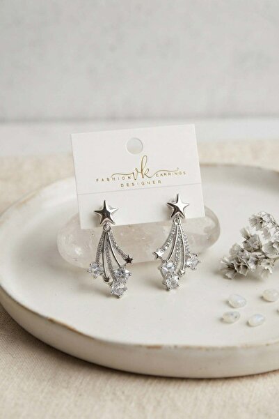 Inure Jewelry Silver Color Zircon Stone Halley Model Brass Women's Earrings