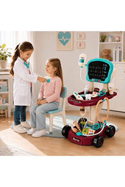 Baby Planet عربة أدوات الطبيب للأطفال مع أضواء وشاشة تفاعلية - لعبة الطبيب ال...
