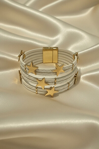 BHR AKSESUAR White Gold Color Star Detailed Magnetic Bracelet