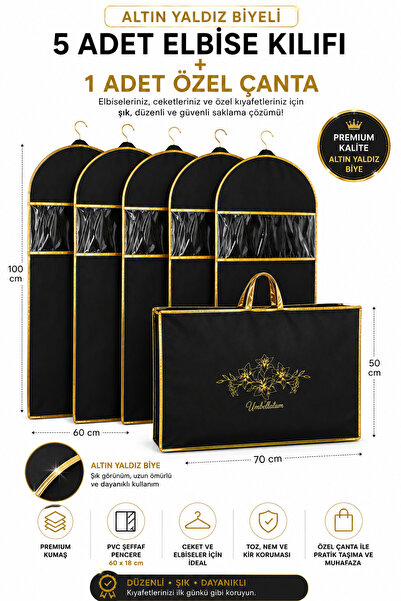 umbellatum 5-Piece Dress Cover Set with Pvc Window, Gold Gilded Piping, Jacke...