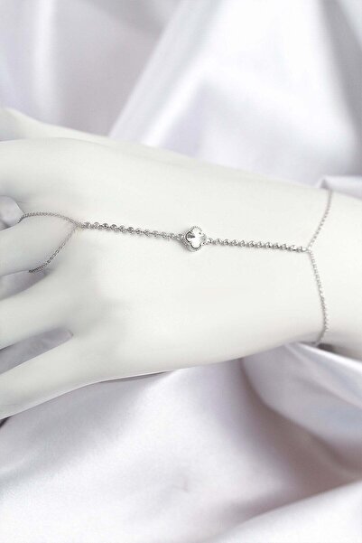 Inure Jewelry Brass Zircon Stone Clover Model Silver Color Shahmeran