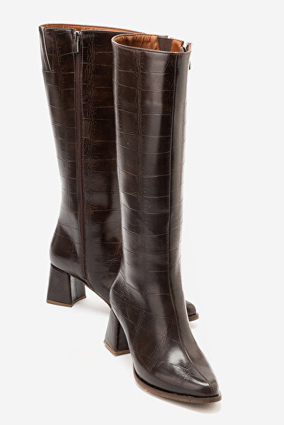 by selvi Lukka Shoes Gale Women's Bitter Brown Crocodile Flexible Zippered He...