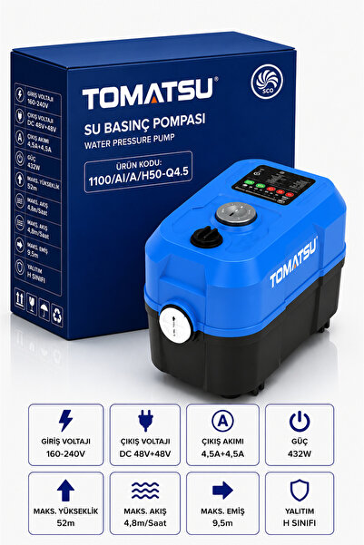 tomatsu 4 KAT 10 DAİRE Akıllı Su Basınçlandırma Otomatik Hidrofor 50 Metre Ba...