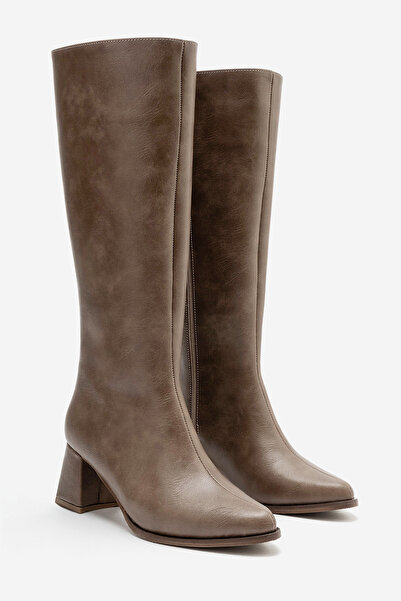 by selvi Lukka Shoes Gale Women's Mink Faux Leather Flexible Zippered Heeled ...