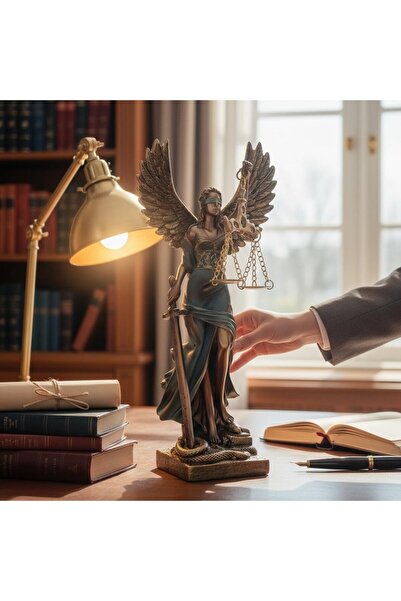 hediyesahibi Dekoratif Kanatlı Adalet Heykeli – Terazi ve Kılıç Detaylı Dekor...