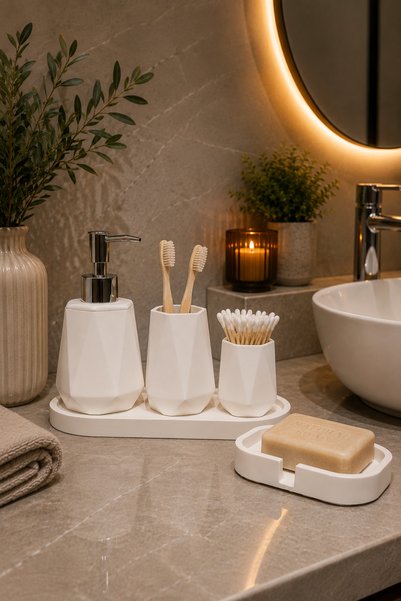 5 Parça Dekoratif Lüks Banyo Seti
