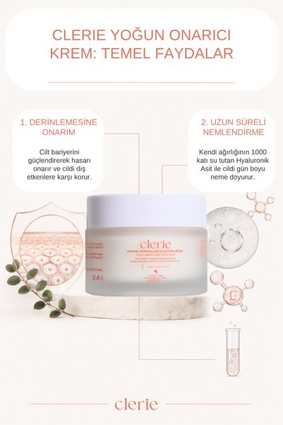Clerie Cica Face Cream, Intensive Moisturizer, Barrier Supporting, Centella Madecassoside Set of 2 2X50 ml
