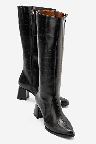 by selvi Lukka Shoes Gale Women's Black Faux Leather Flexible Zippered Heeled...