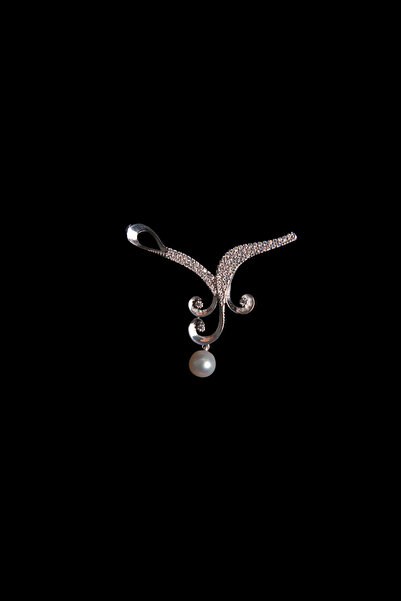 L&S JEWELLERY DENİZ DALGASI İNCİ KOLYE UCU 925 AYAR GÜMÜŞ RODYUM (BEYAZ ALTIN...