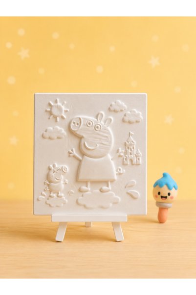colorbuddie Beton Tuval Çocuk Boyama Seti Peppa Temalı 6 Renk Boya ve Fırça