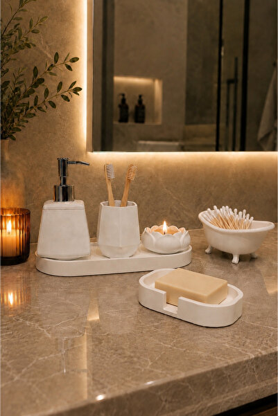 gülmora 6 Parça Dekoratif Lüks Banyo Seti