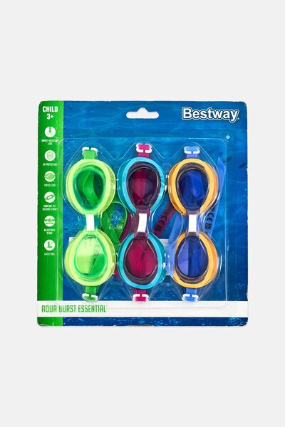 BESTWAY Kids Boy 3 Piece Hydropro Seaclear Swimming Goggles, Multicolor