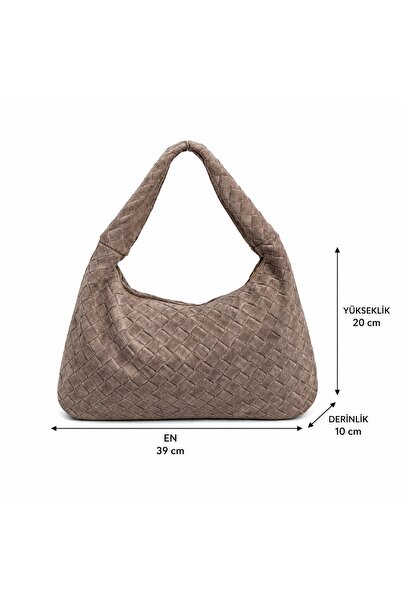 PaminBags Aksesuar Gerçek Süet Deri Örgü Baskılı Omuz Çantası PMN00300