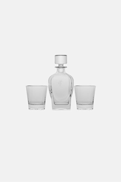 U.S. Polo Assn. 4 Pieces Glasses And Decanter With Ice Sphere Mold Set, Clear