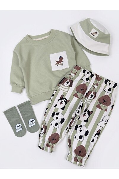 Asila Baby Cute Dog Print Seasonal Flexible and Comfortable Fabric Top and Bo...
