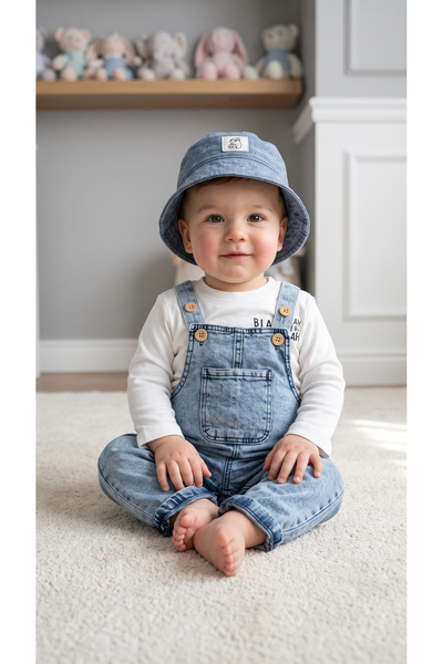 Asila Baby Lycra Stretch Denim Fabric Buttoned and Pocket Detailed Salopet St...