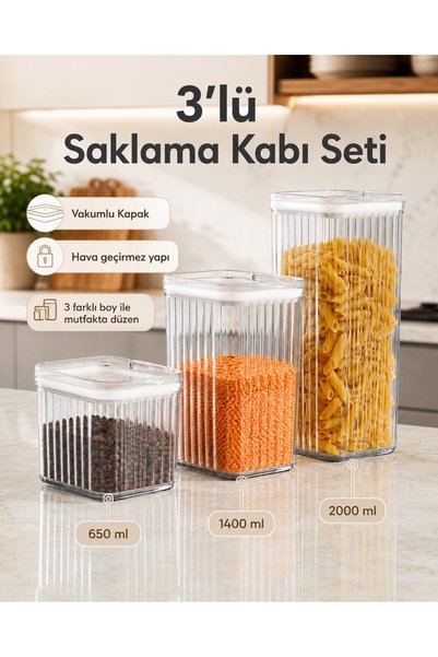 Shopping Fashion Storage Container 3-Piece Vacuum Dry Food Container