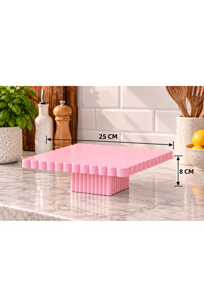 Mazaka Studio Doğum Günü Pasta Standı Kek Standı Cupcake Standı 25 Cm Kare Pembe