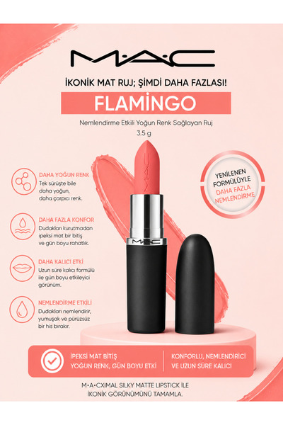 M.A.C M·A·Cximal Silky Matte Lipstick 3.5 g – Moisturizing, Intensely Pigment...
