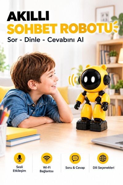 SOLEZON Yapay Zeka Robot Oyuncak Akıllı Konuşan İnteraktif Eğitici Çocuk Robotu