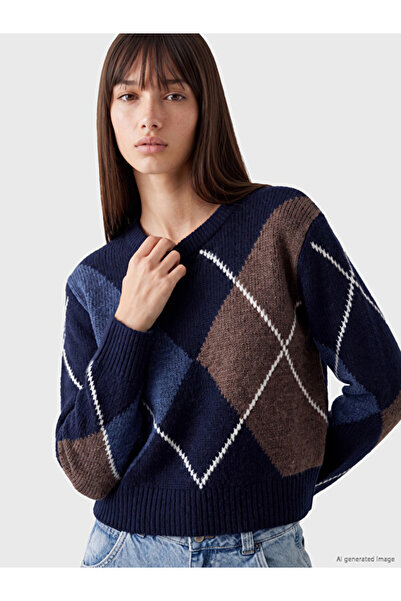 LC Waikiki Crew Neck Diamond Patterned Women's Knit Sweater